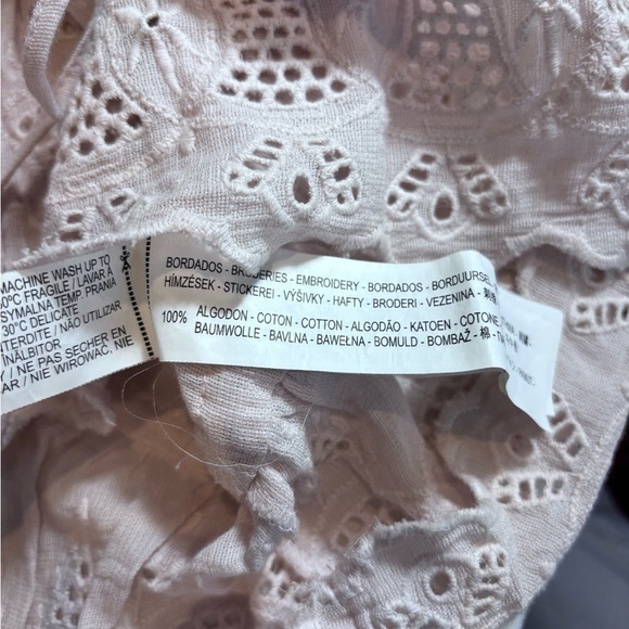 Zara Women’s Embroidered/Lace Short Sleeve Tie Waist Blouse in Blush Size M. - Picture 6 of 11